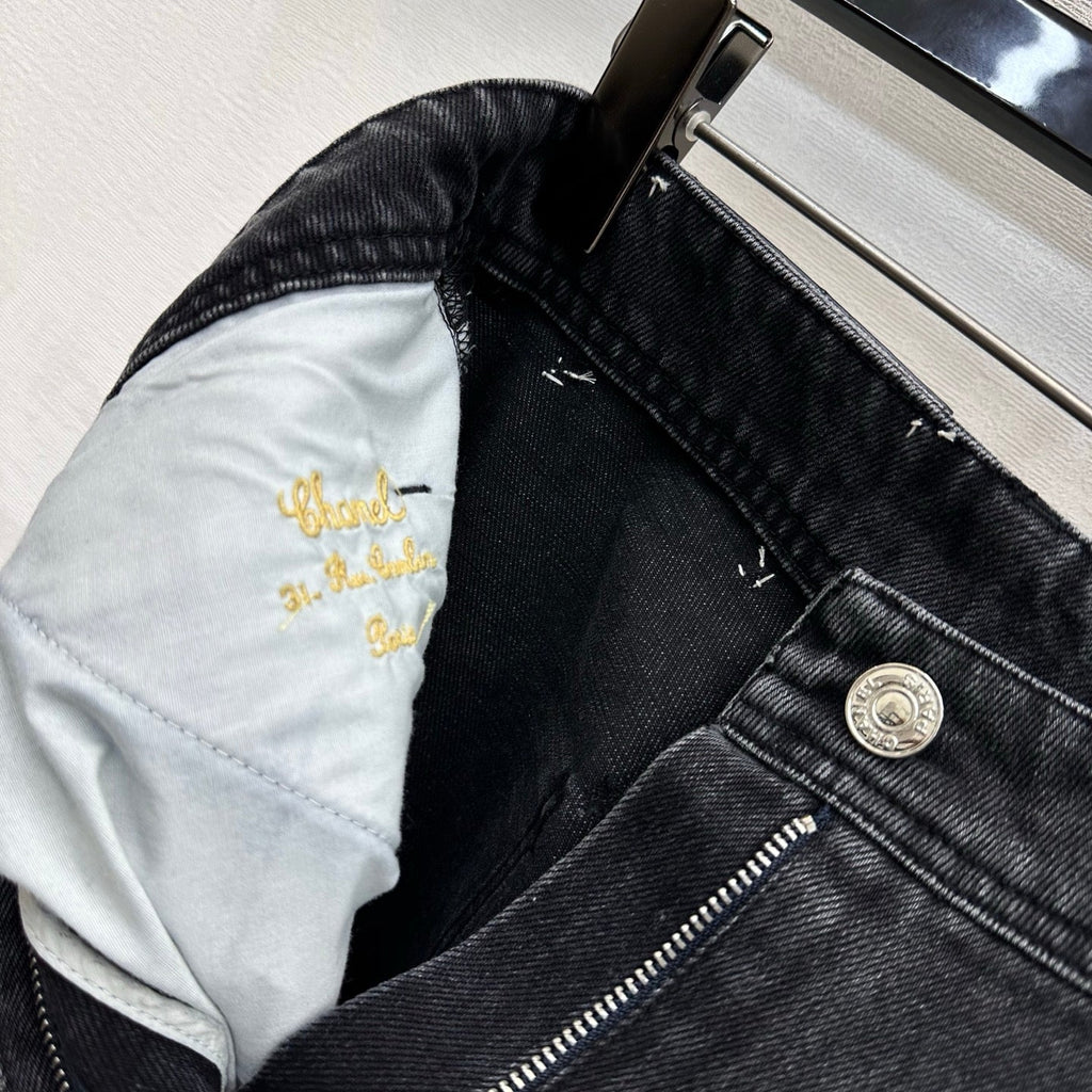 Embroidered Straight-Leg Denim Trousers