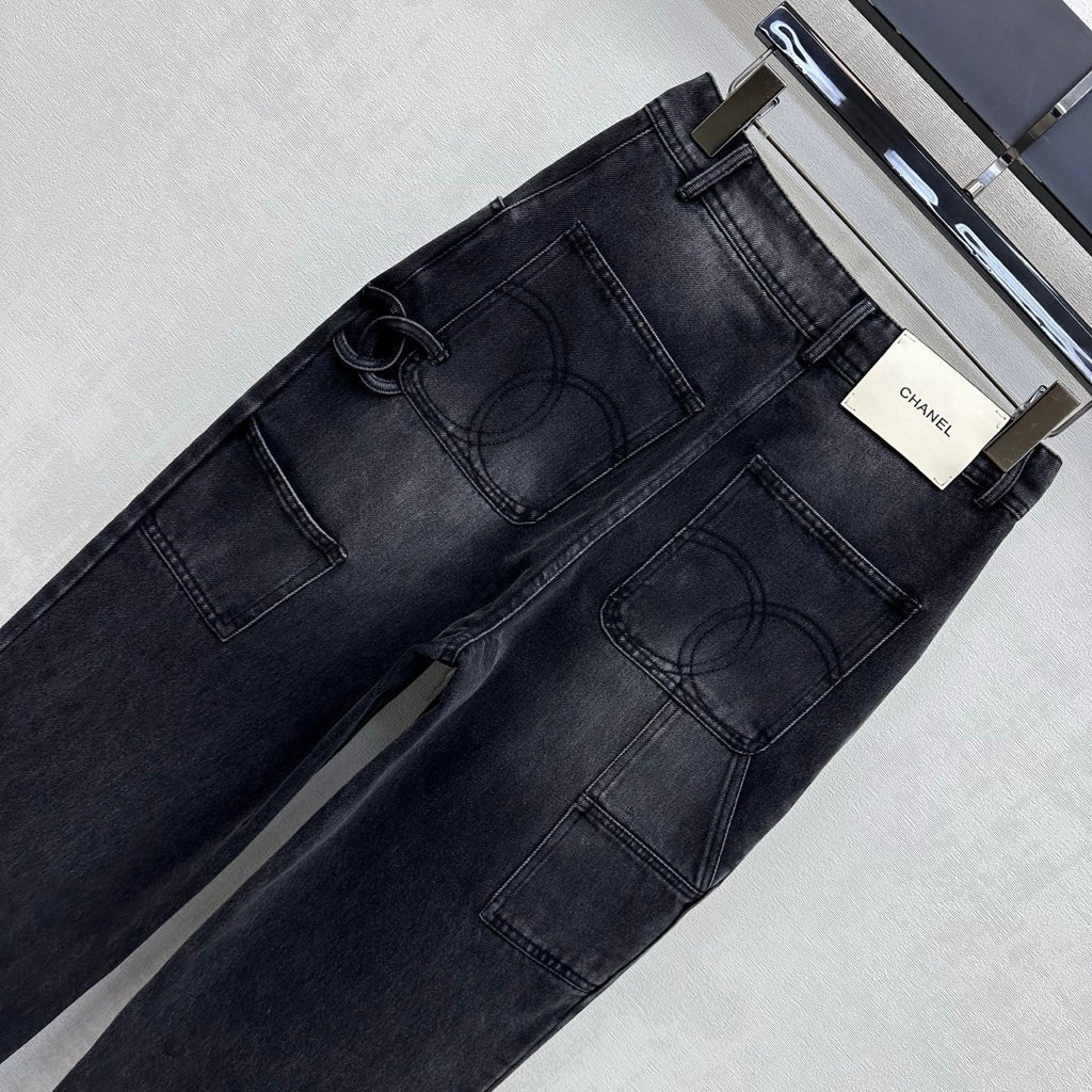 Embroidered Straight-Leg Denim Trousers