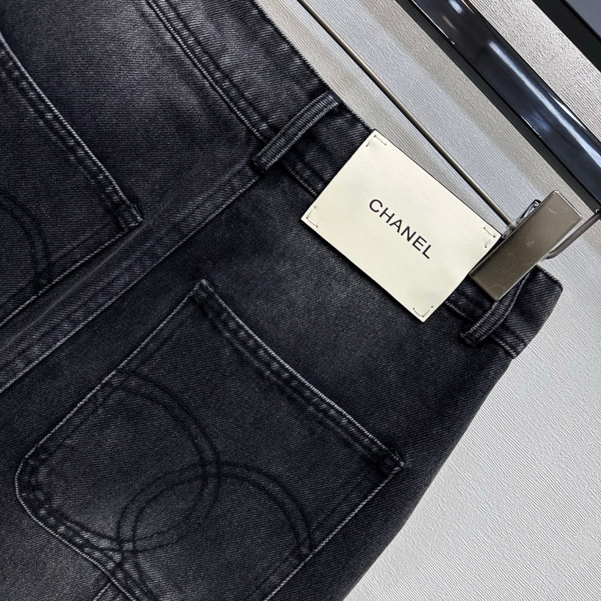 Embroidered Straight-Leg Denim Trousers