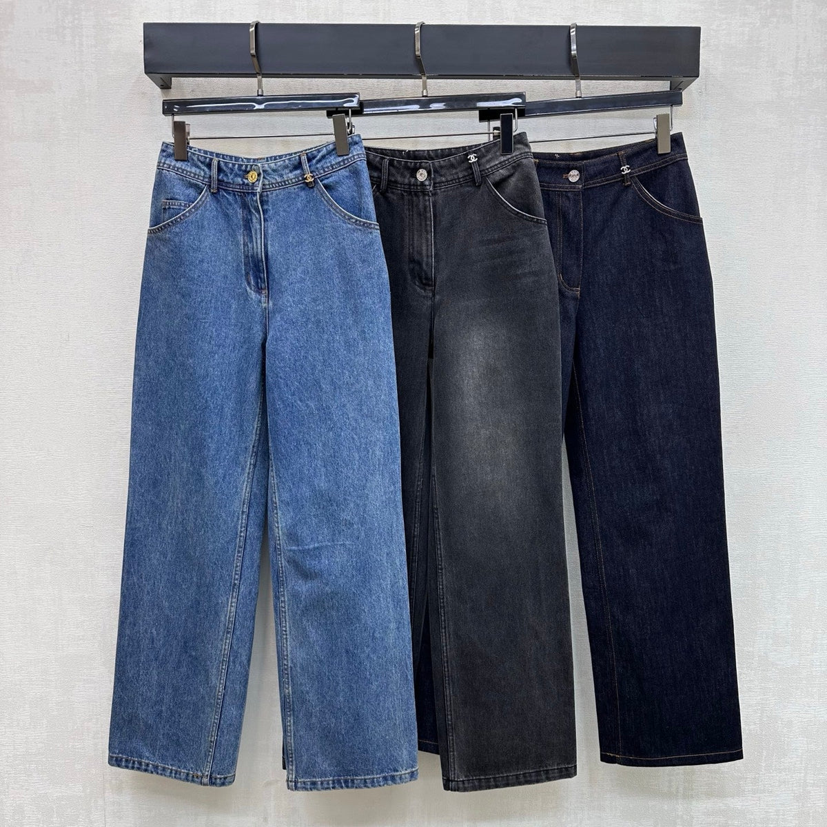 Embroidered Straight-Leg Denim Trousers