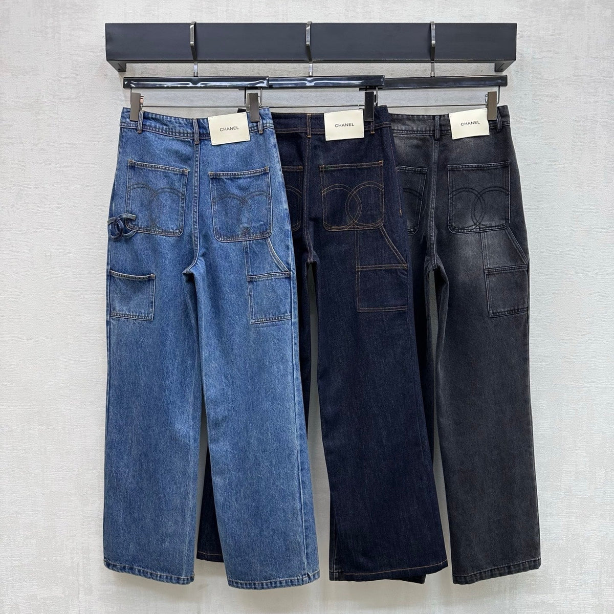Embroidered Straight-Leg Denim Trousers