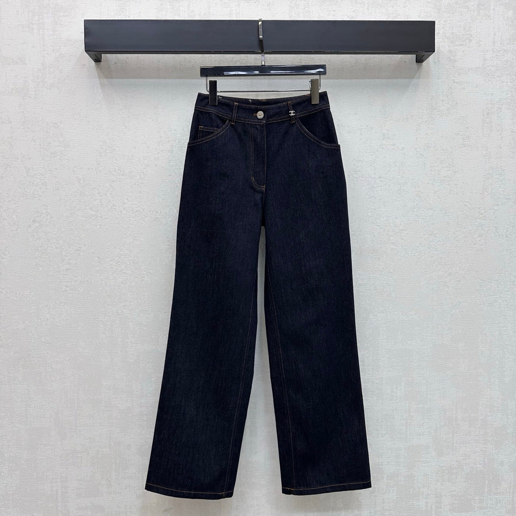 Embroidered Straight-Leg Denim Trousers