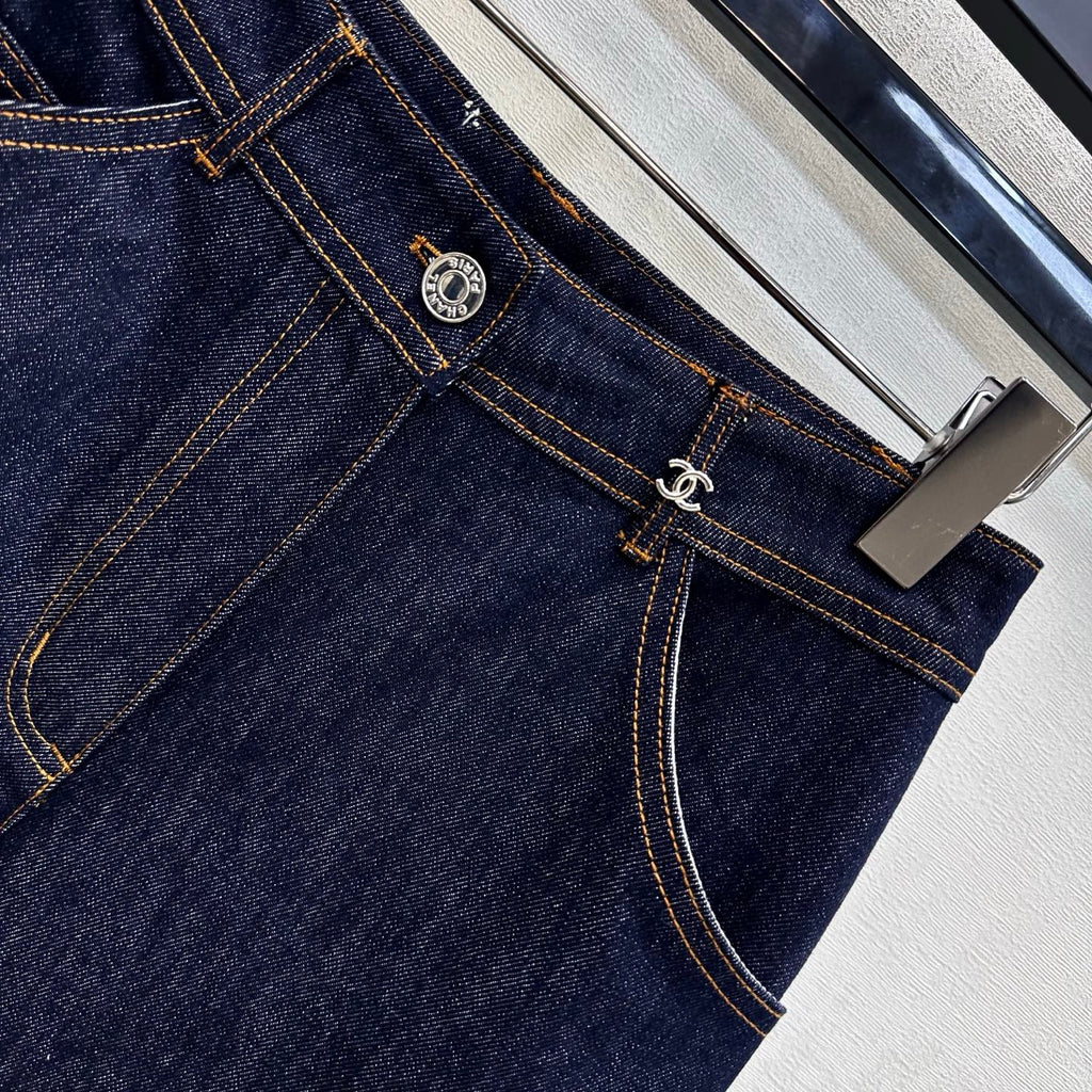 Embroidered Straight-Leg Denim Trousers