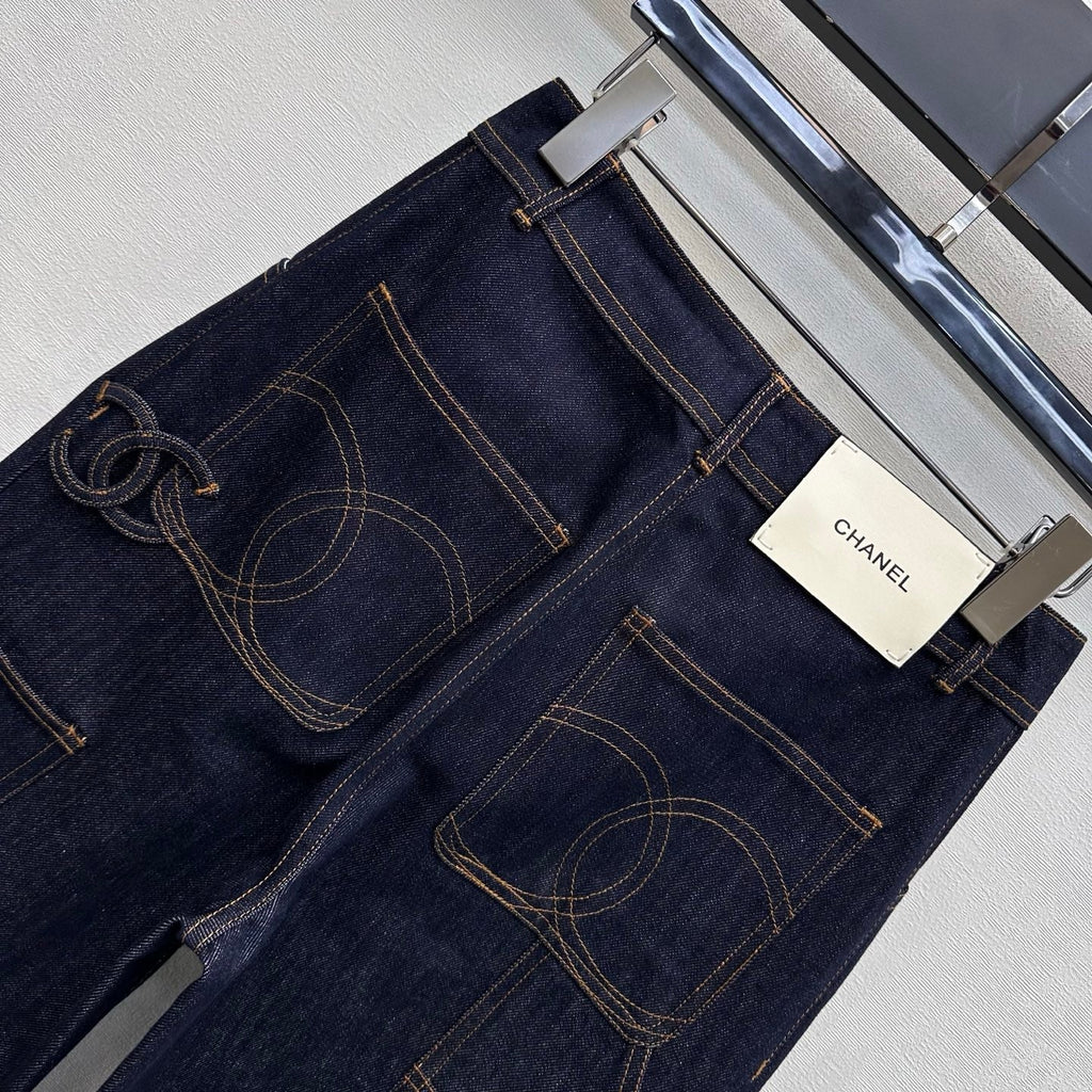Embroidered Straight-Leg Denim Trousers