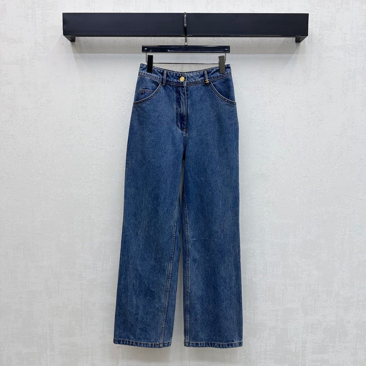 Embroidered Straight-Leg Denim Trousers