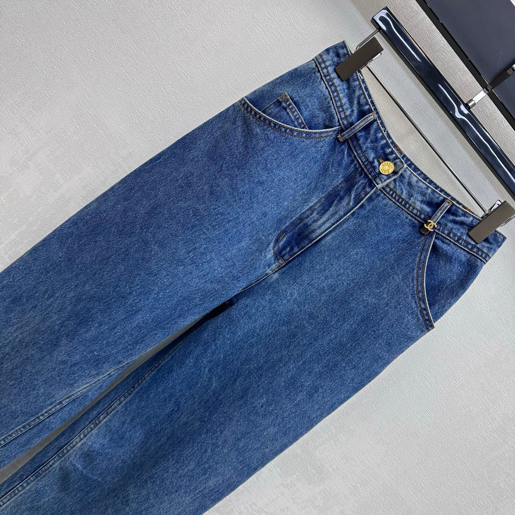 Embroidered Straight-Leg Denim Trousers