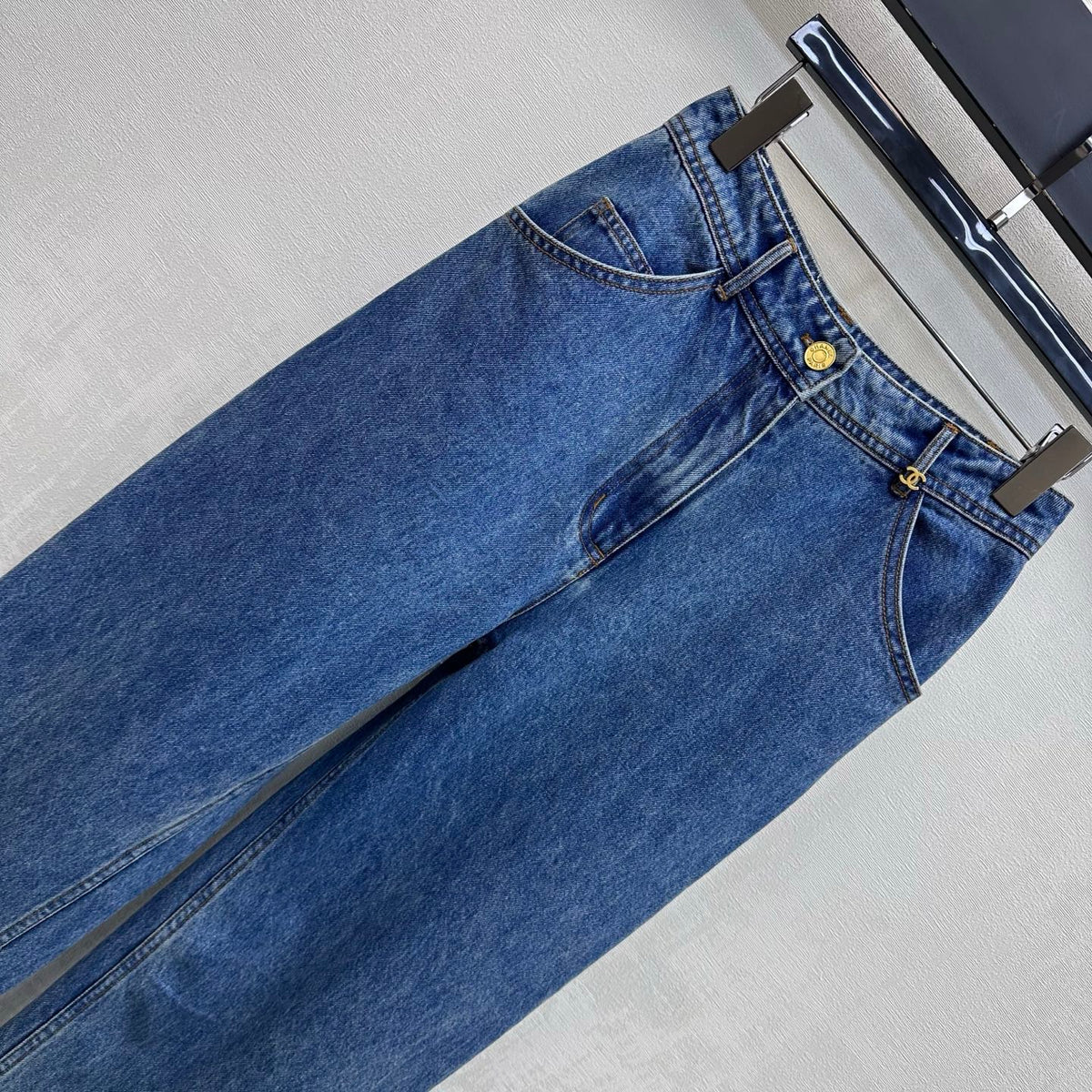 Embroidered Straight-Leg Denim Trousers