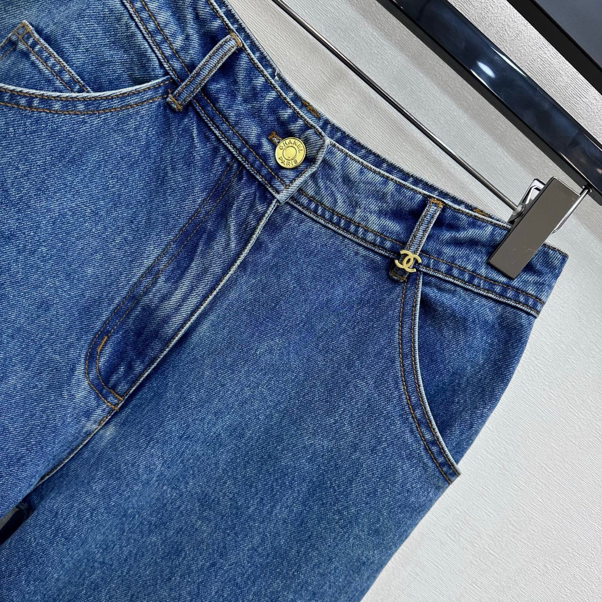 Embroidered Straight-Leg Denim Trousers