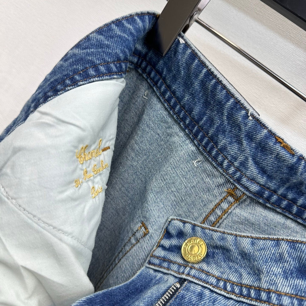 Embroidered Straight-Leg Denim Trousers