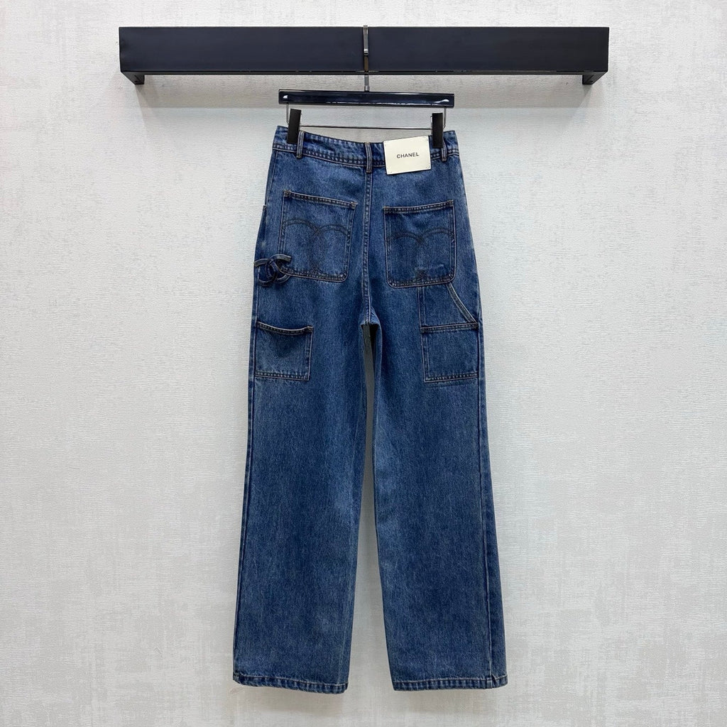 Embroidered Straight-Leg Denim Trousers