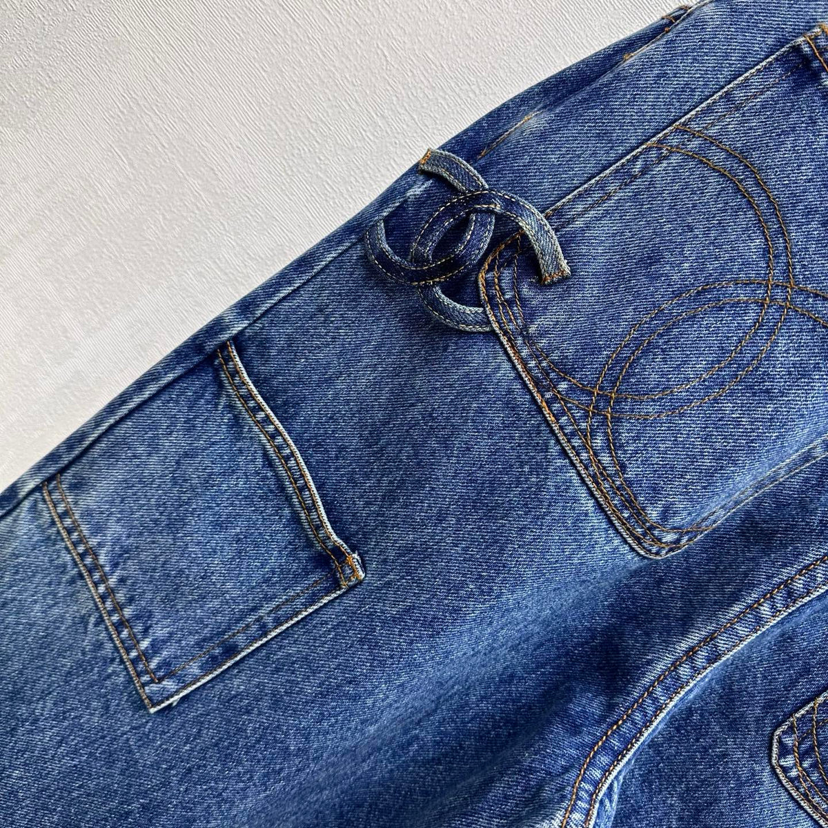 Embroidered Straight-Leg Denim Trousers