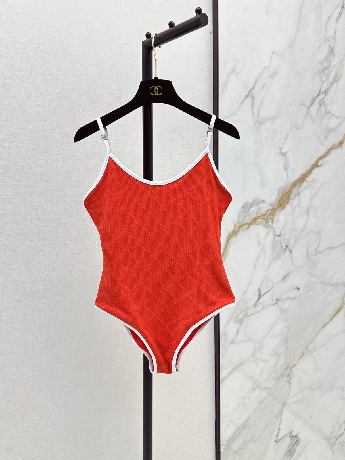Textured Plaid One-Piece Swimsuit