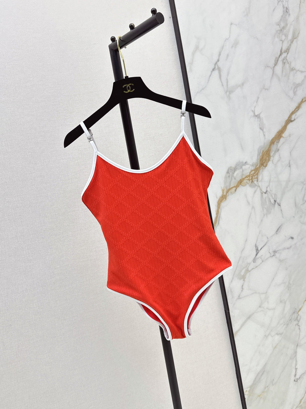 Textured Plaid One-Piece Swimsuit