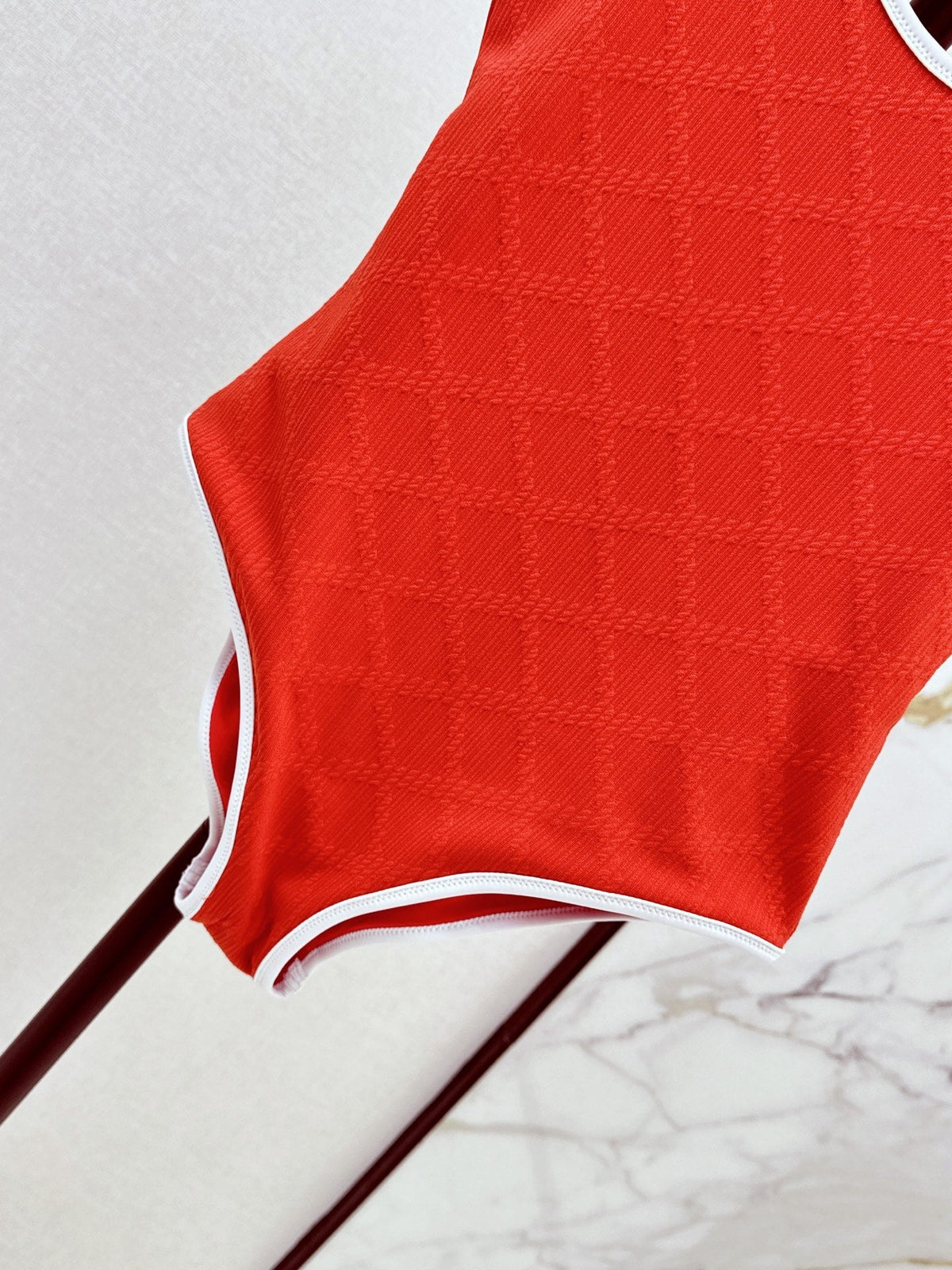 Textured Plaid One-Piece Swimsuit