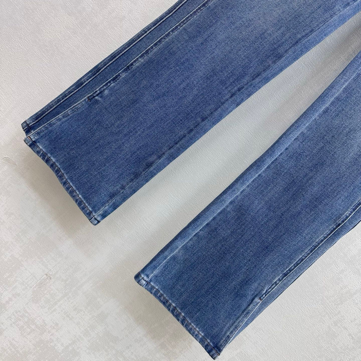 Leather-Patch Bootcut Denim Trousers