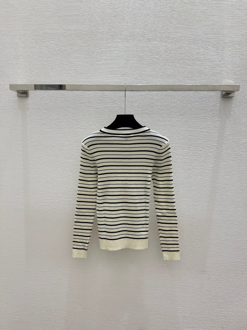 Long-sleeve color-block striped knit top