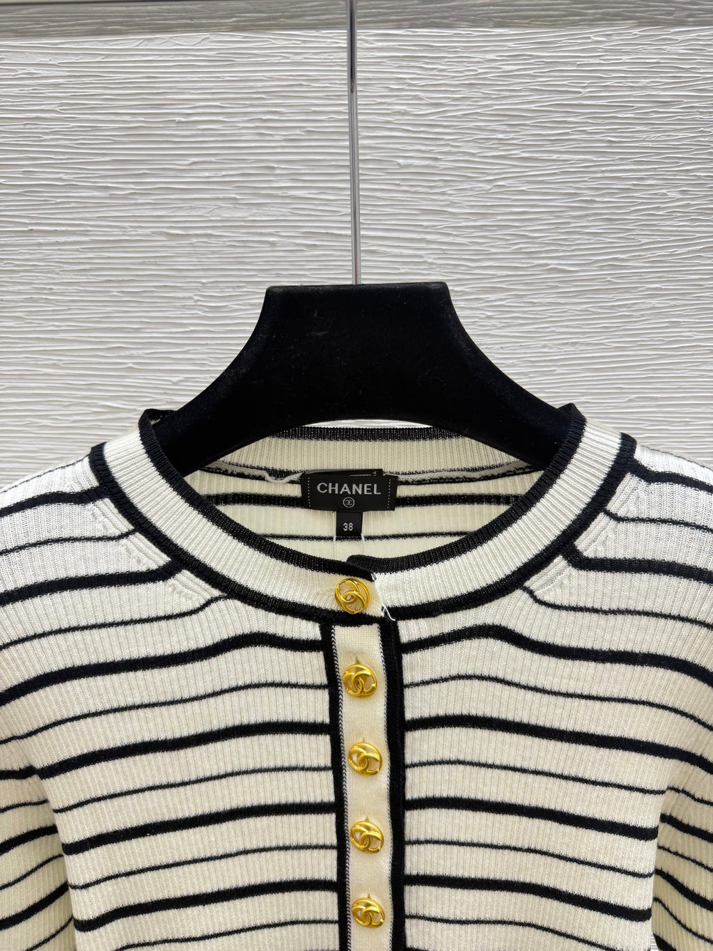Long-sleeve color-block striped knit top
