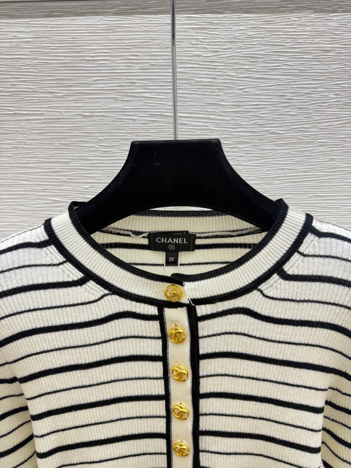 Long-sleeve color-block striped knit top