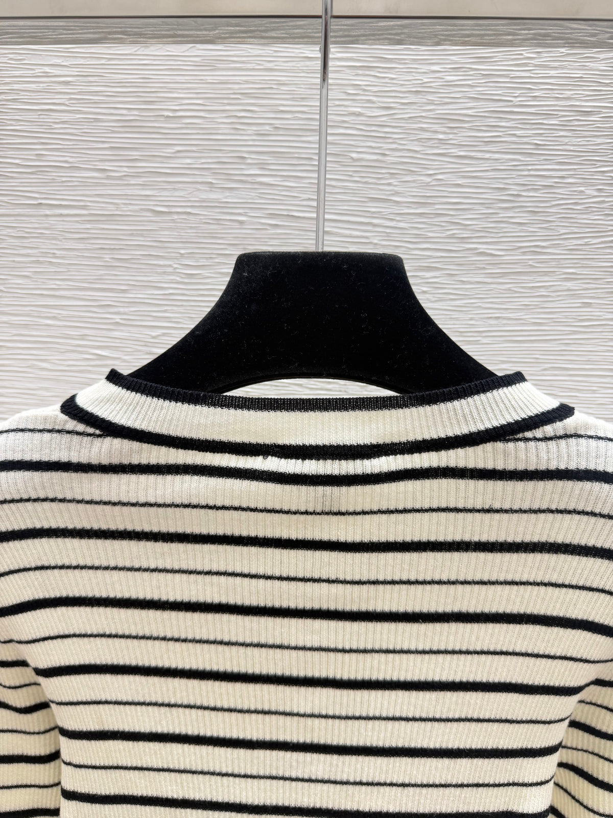 Long-sleeve color-block striped knit top