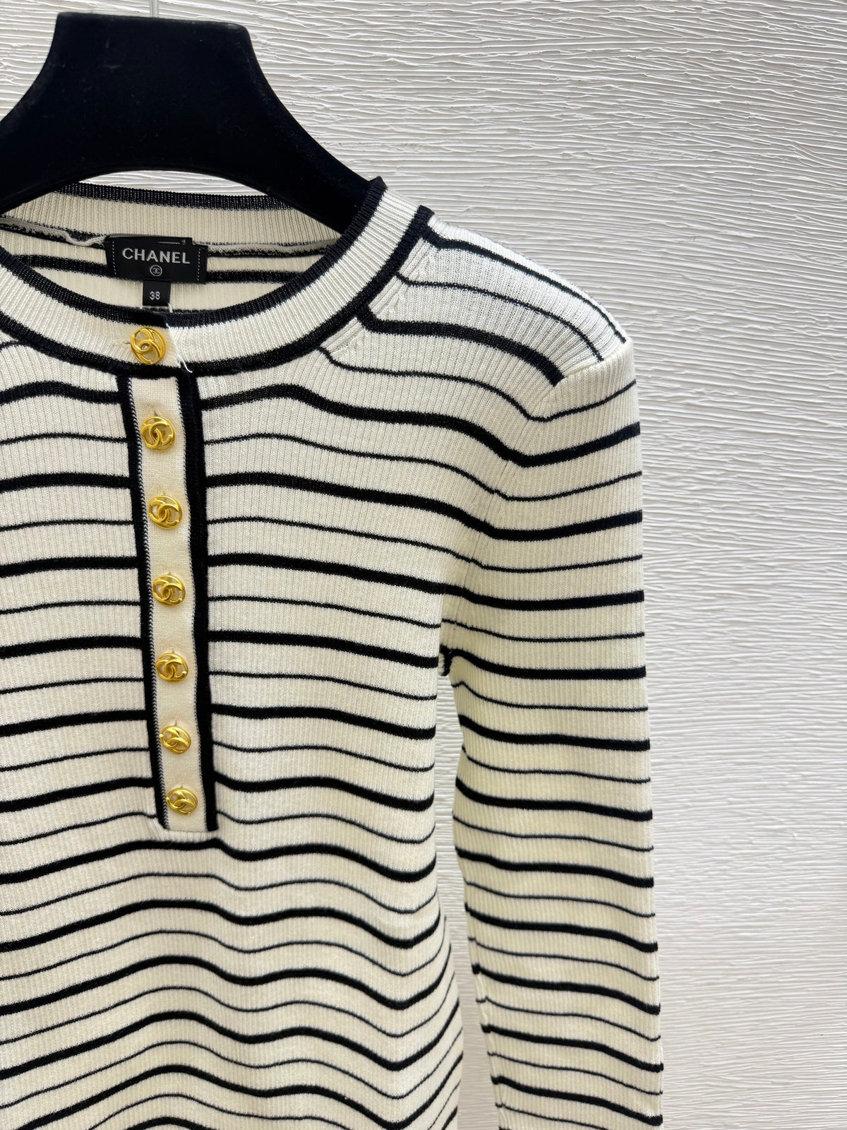 Long-sleeve color-block striped knit top