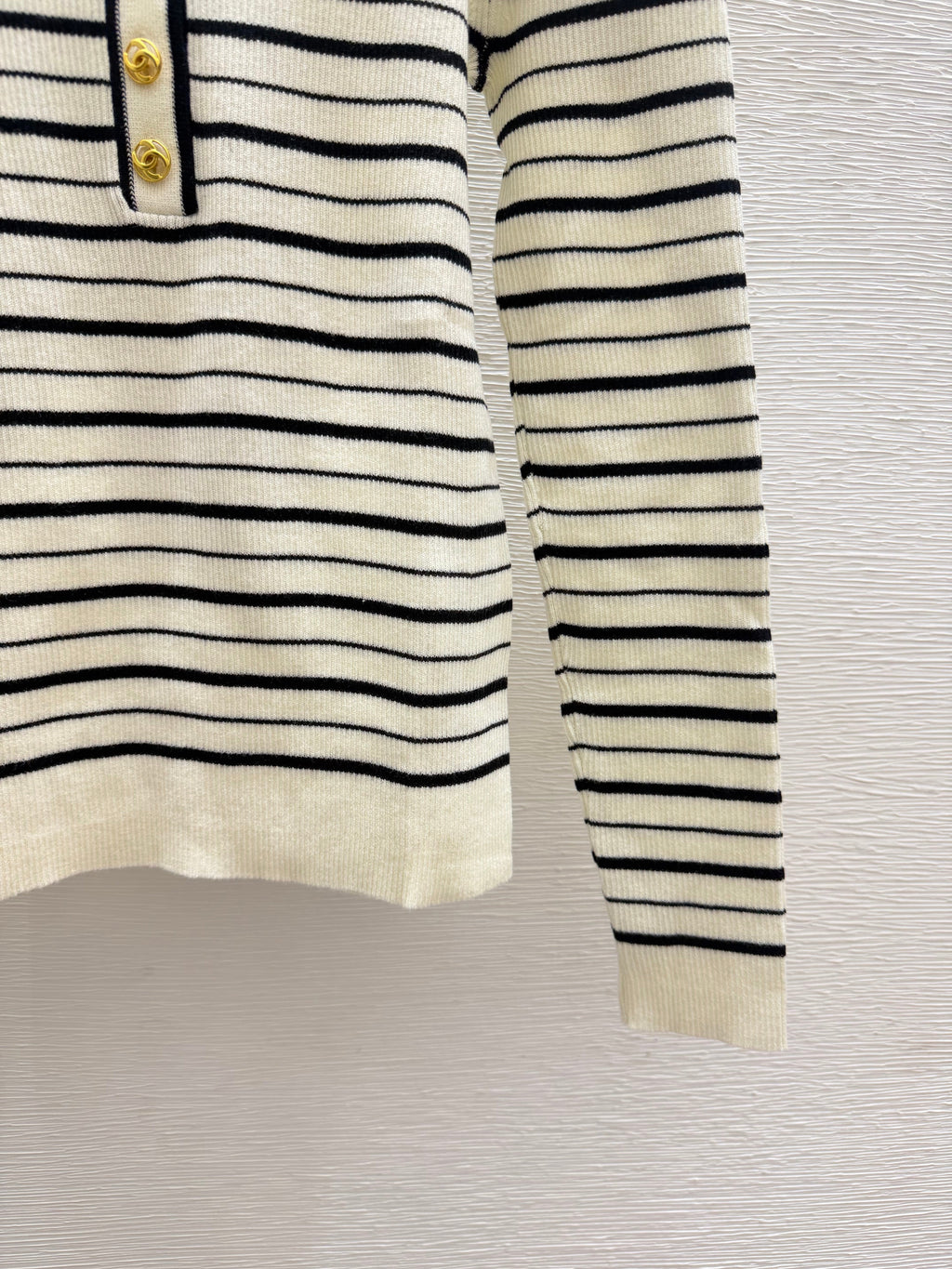 Long-sleeve color-block striped knit top