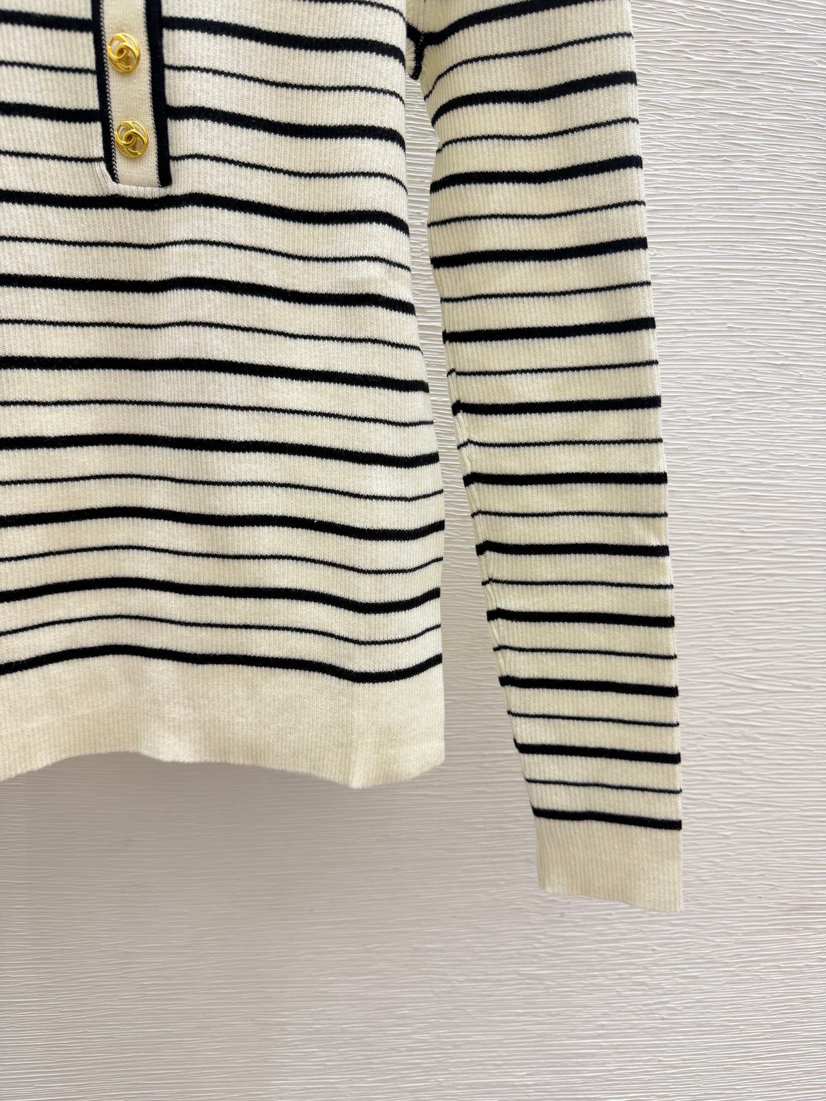 Long-sleeve color-block striped knit top