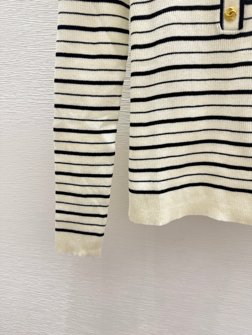 Long-sleeve color-block striped knit top