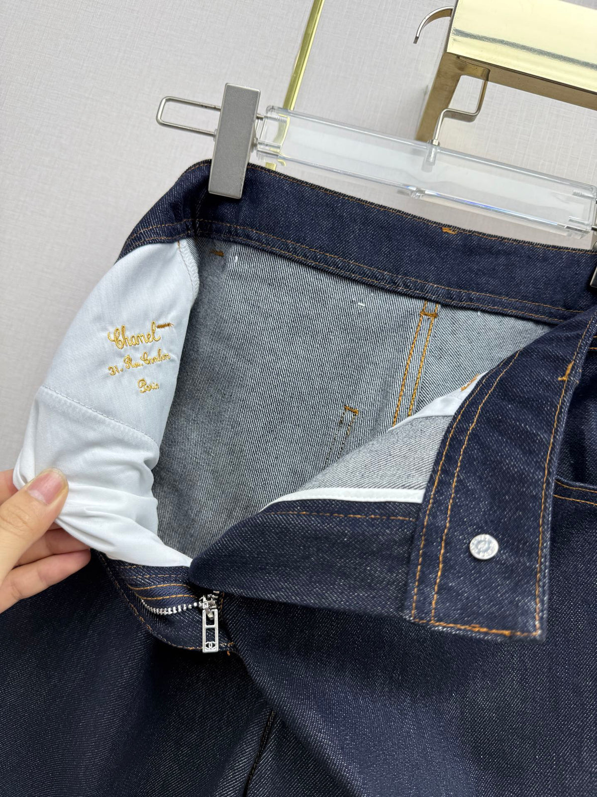 Embroidered Straight-Leg Denim Trousers