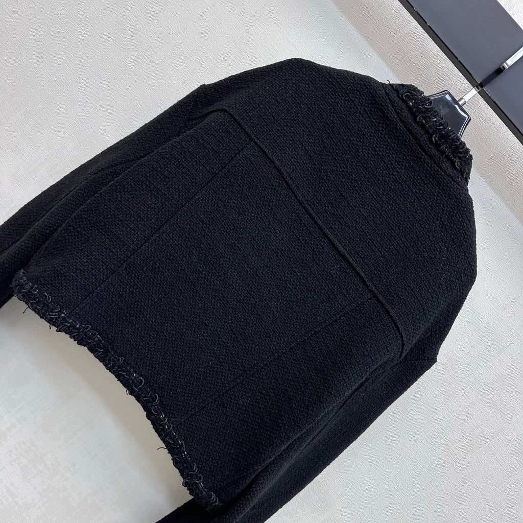 Bound-Edge Crew-Neck Tweed Jacket