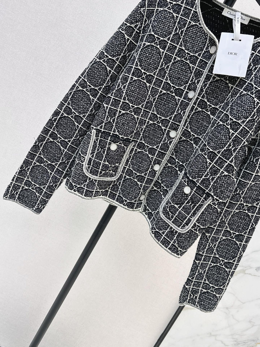 Cannage-pattern knit cardigan