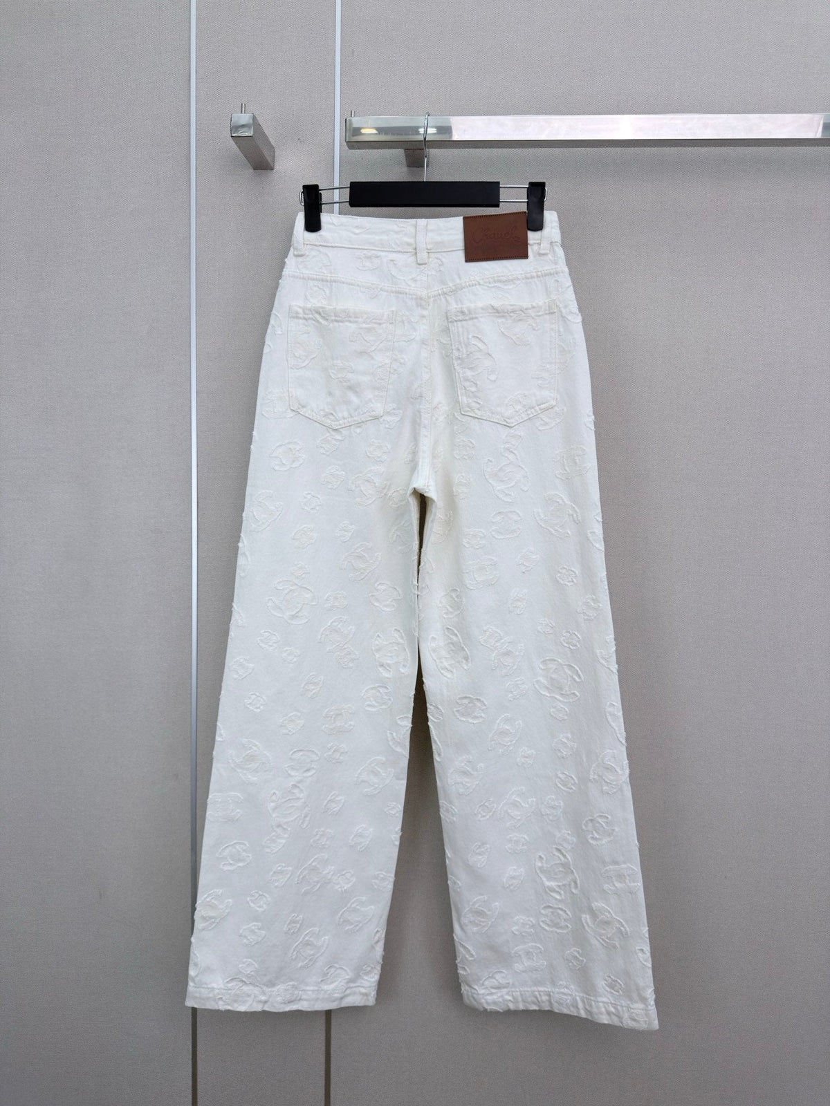 Jacquard wide-leg denim trousers