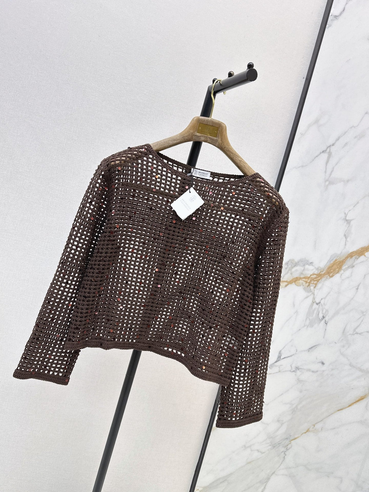 Brunello Cucinelli/ 26 Early Autumn New Hollow-Out Long Sleeve Knit