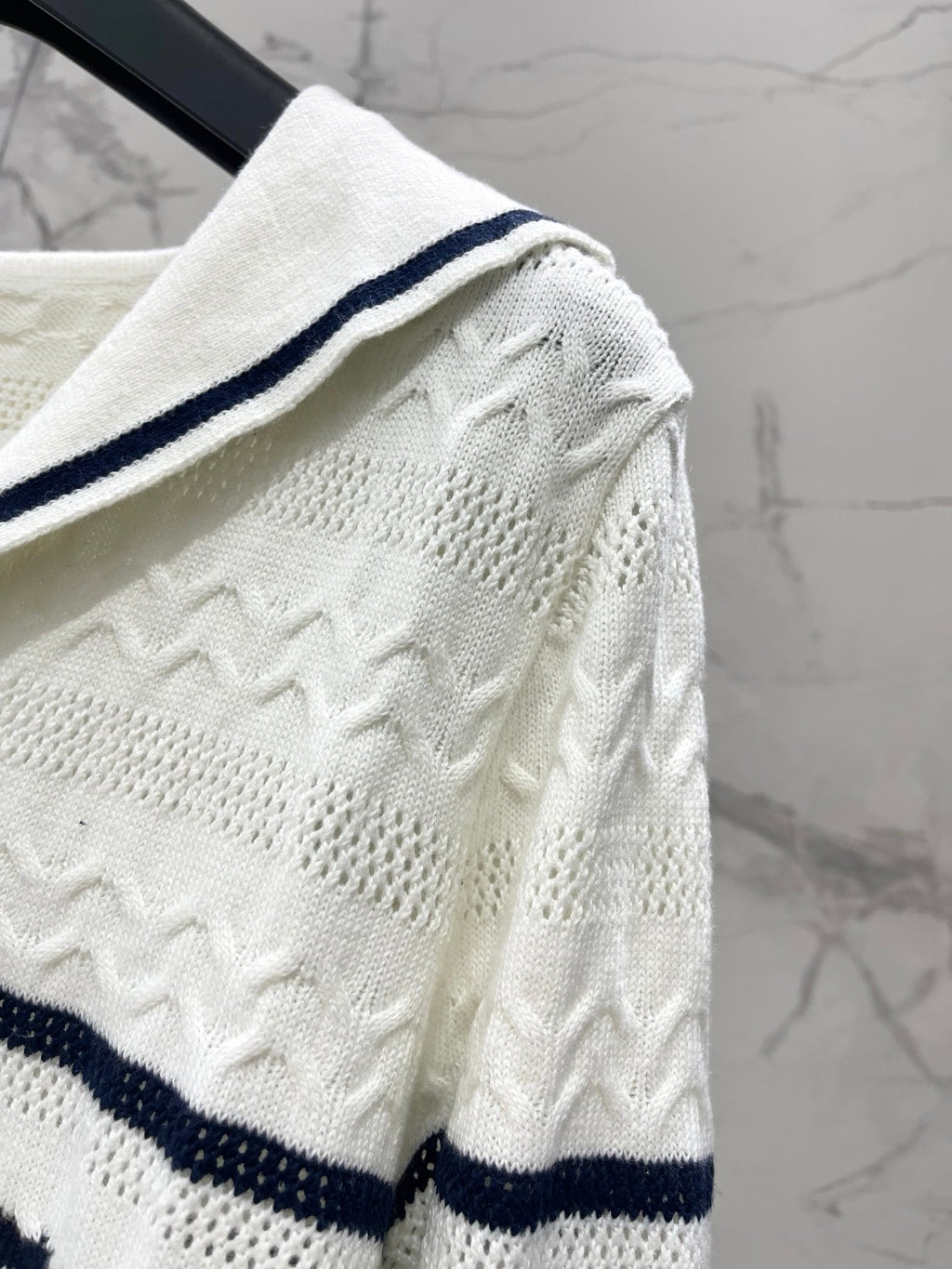 Striped Knit Top with a Sailor Collar