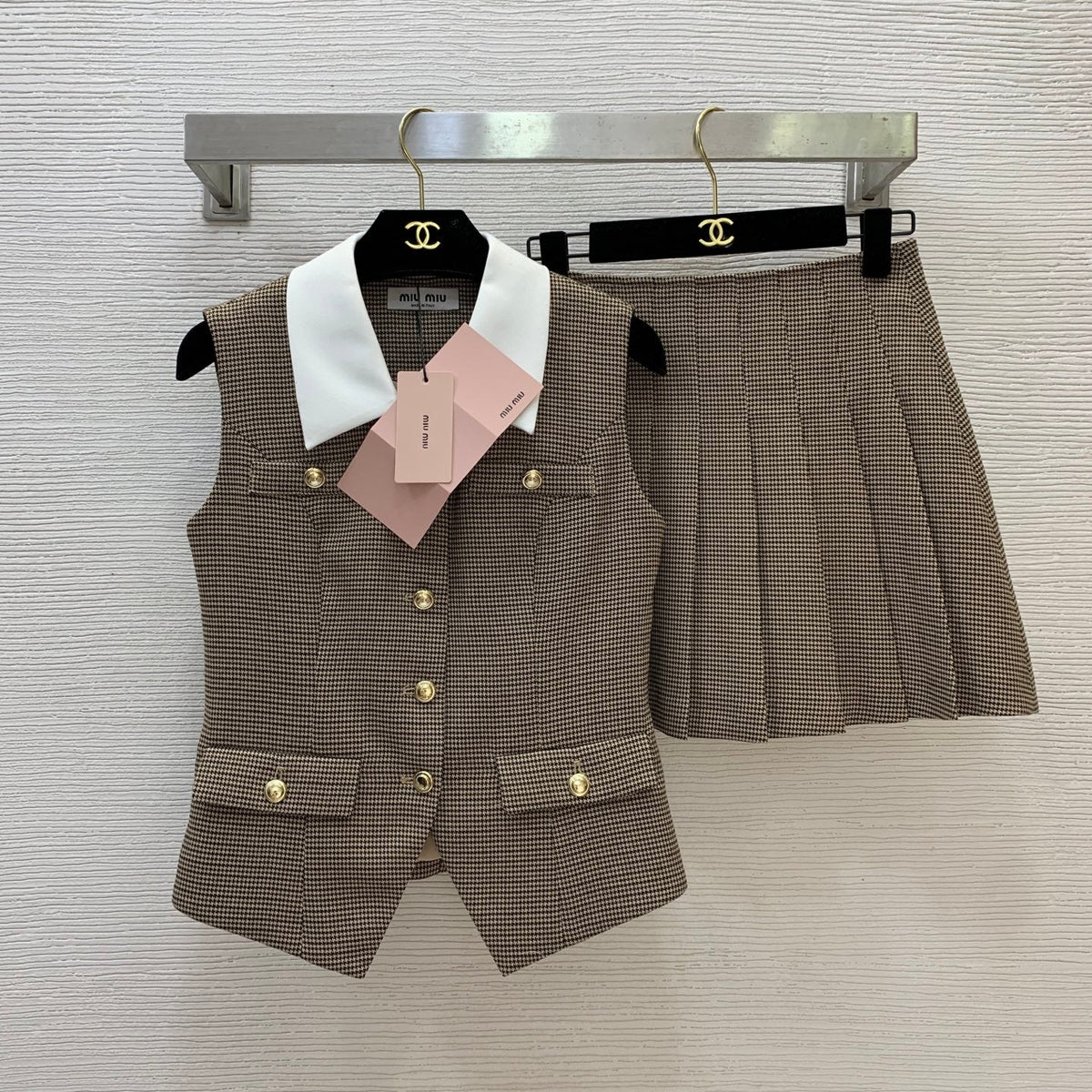 26 New Houndstooth Pattern Two-Piece Set