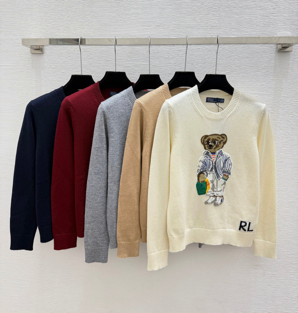 Ralph Lauren / 26 New Bear Embroidered Crew Neck Knit Sweater