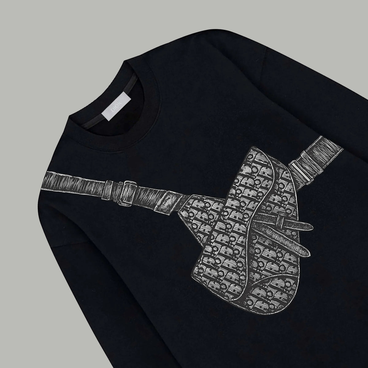 Printed looped long sleeved hoodie