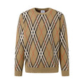 Round neck knitted jacquard texture diamond grid craft sweater