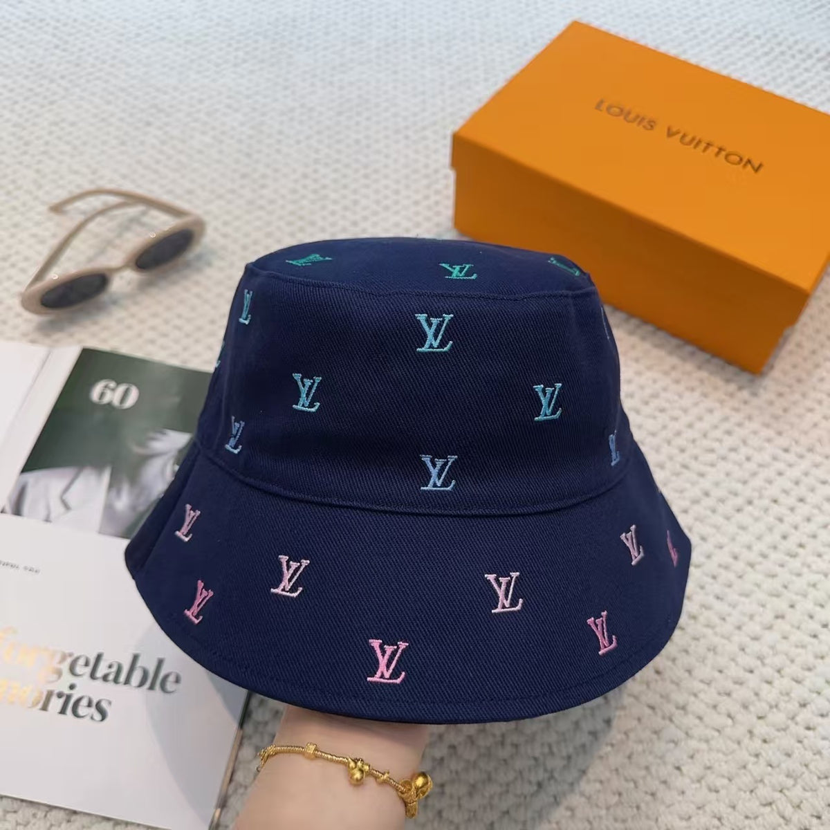 New double-sided embroidered fisherman hat