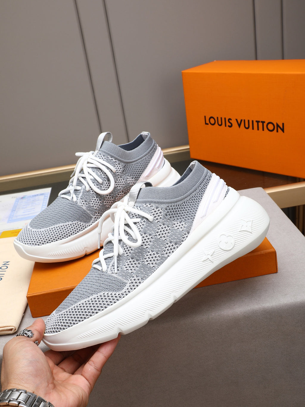 Shape embossed patchwork pattern shoe lace up series
