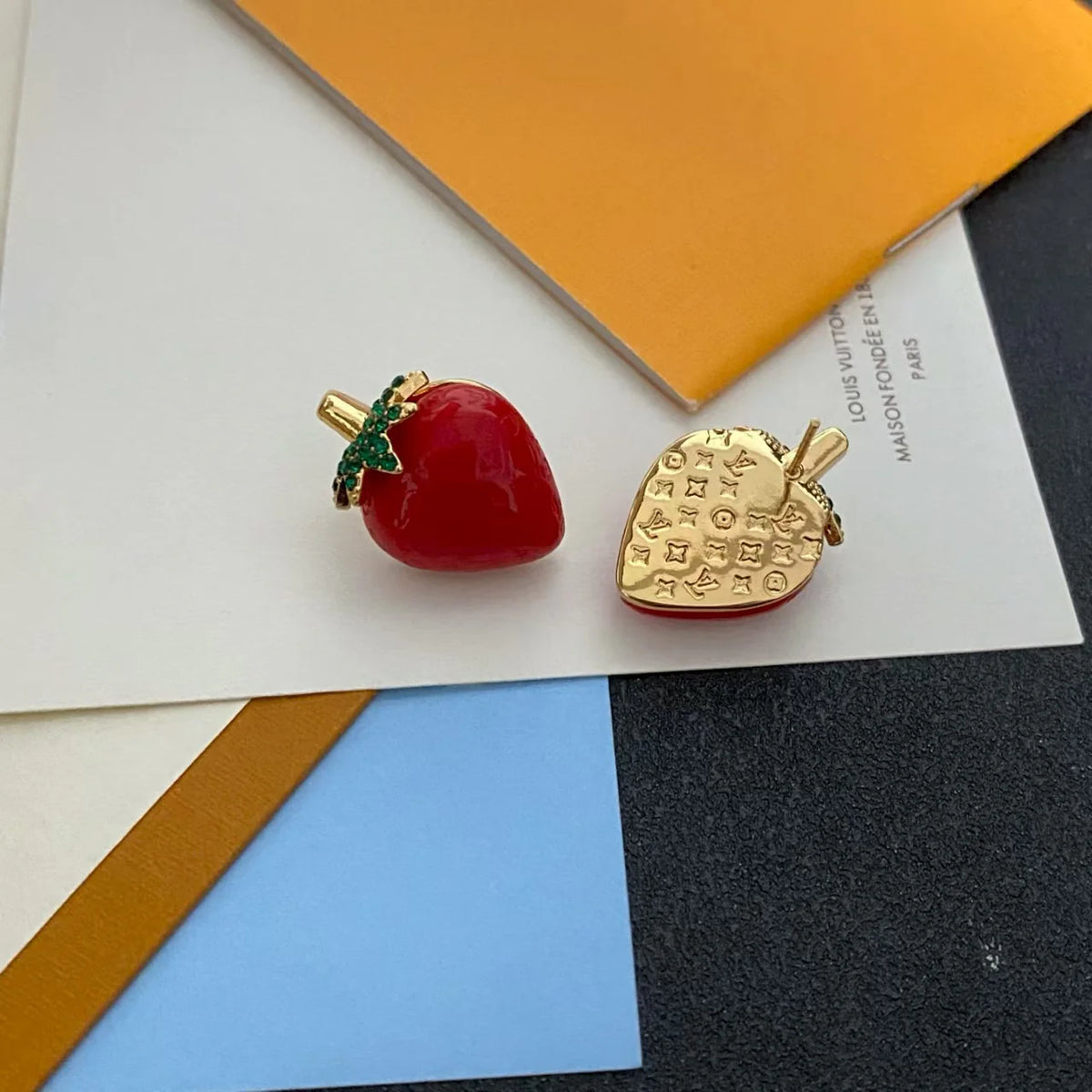 Strawberry ear studs