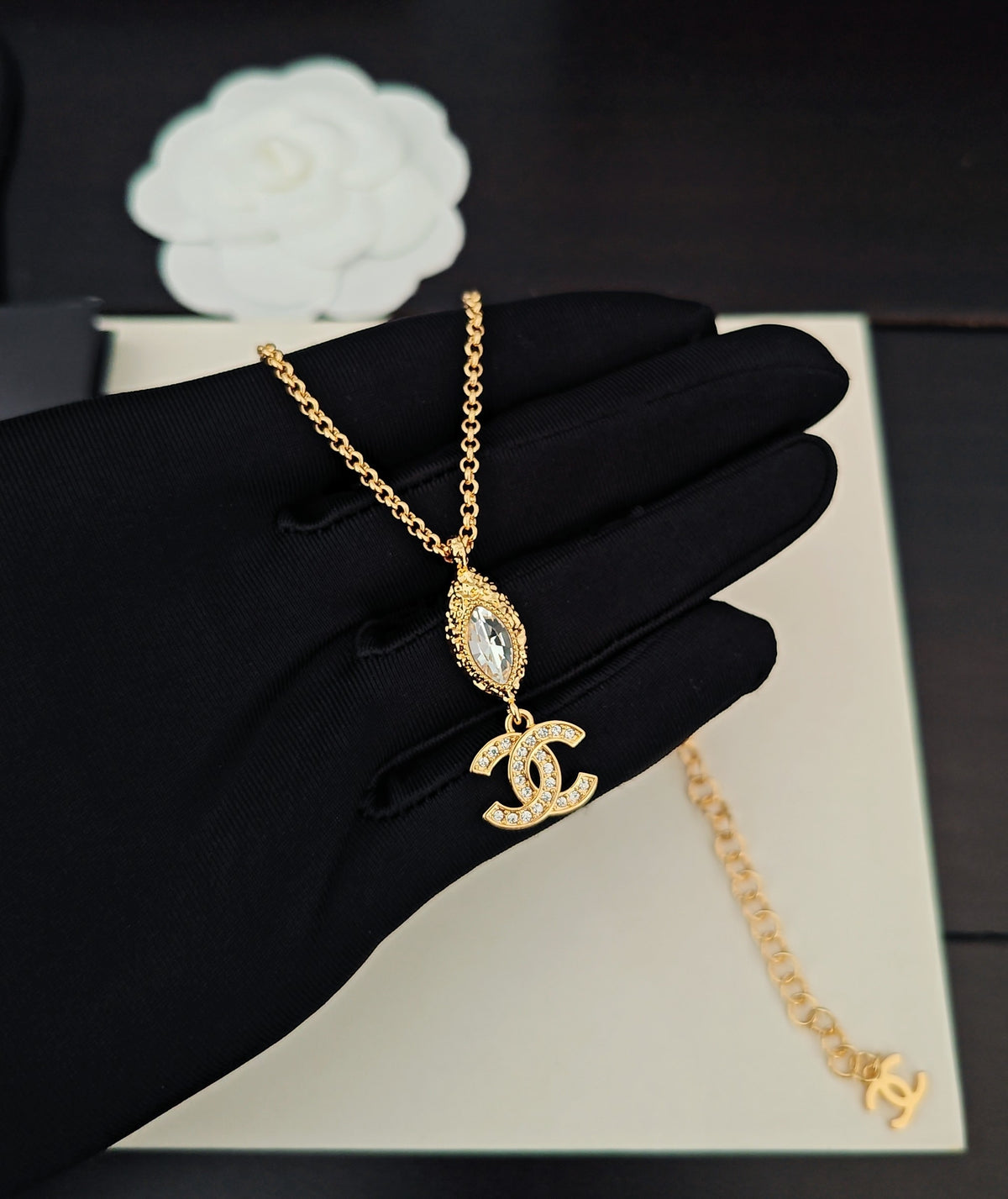 Golden Horse Eye Diamond Crystal Necklace