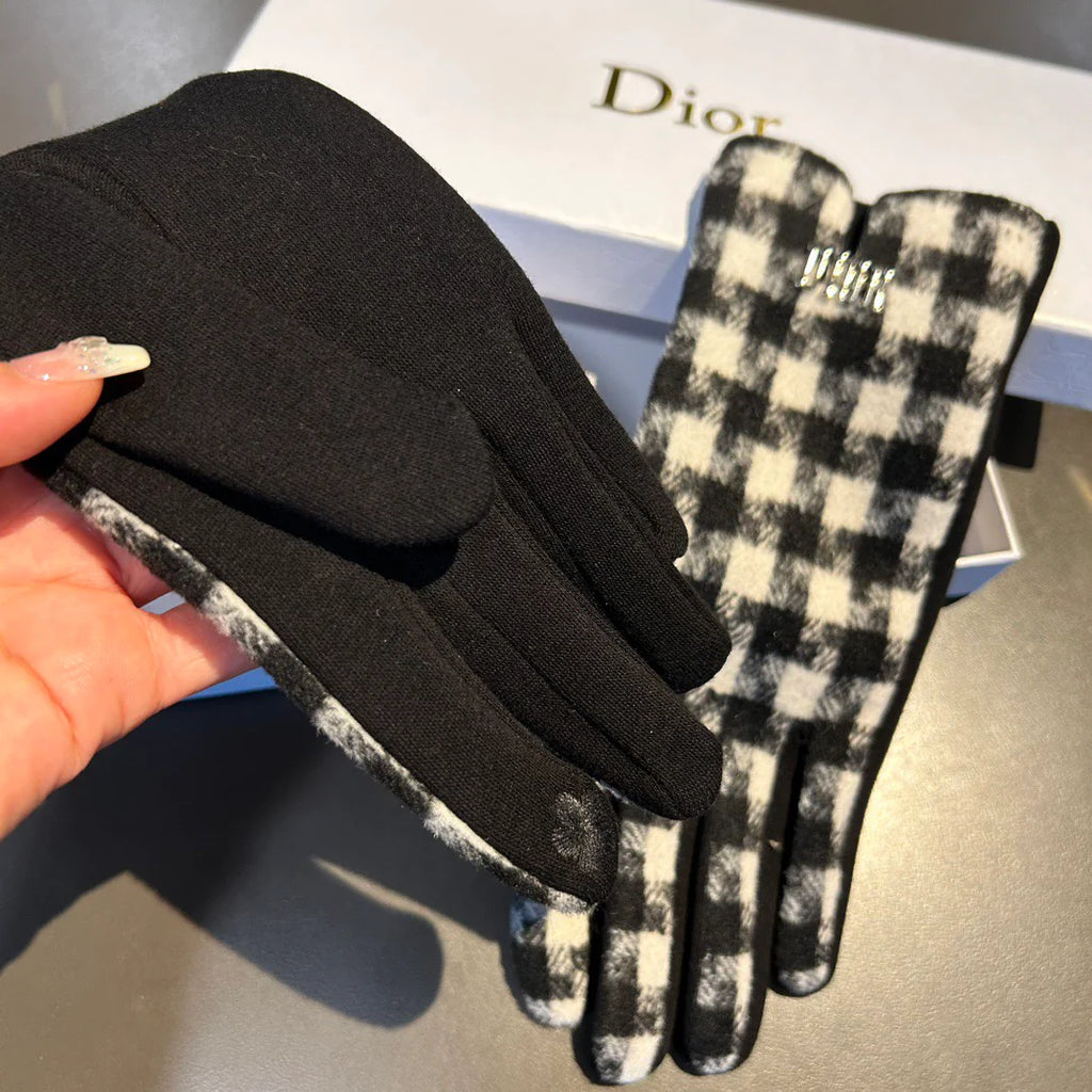 Thousand bird grid wool gloves
