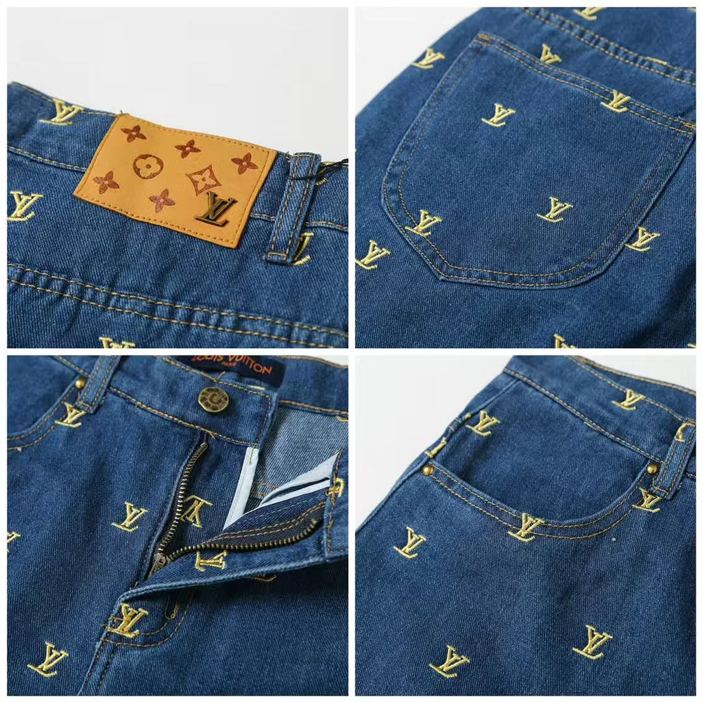 Full embroidered denim suit