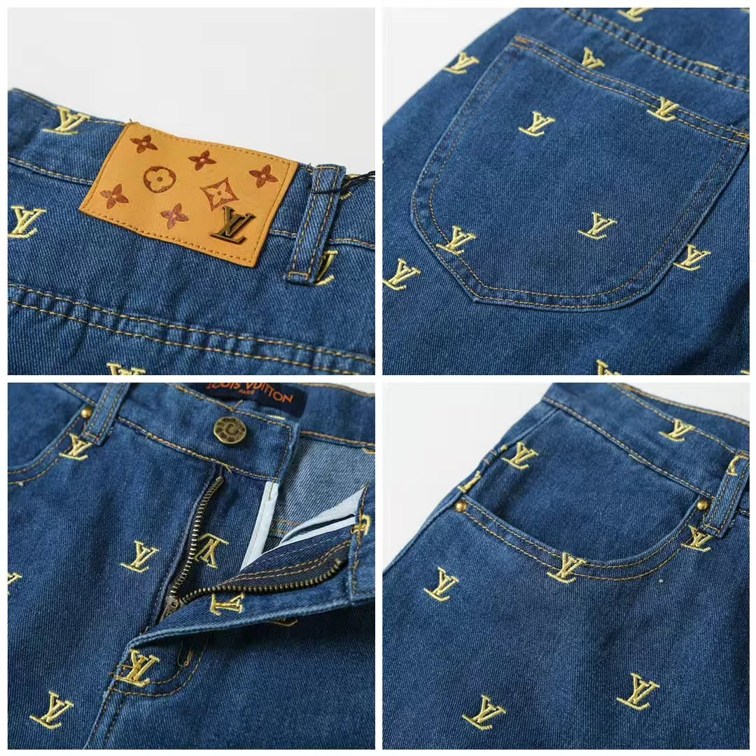 Full embroidered denim suit