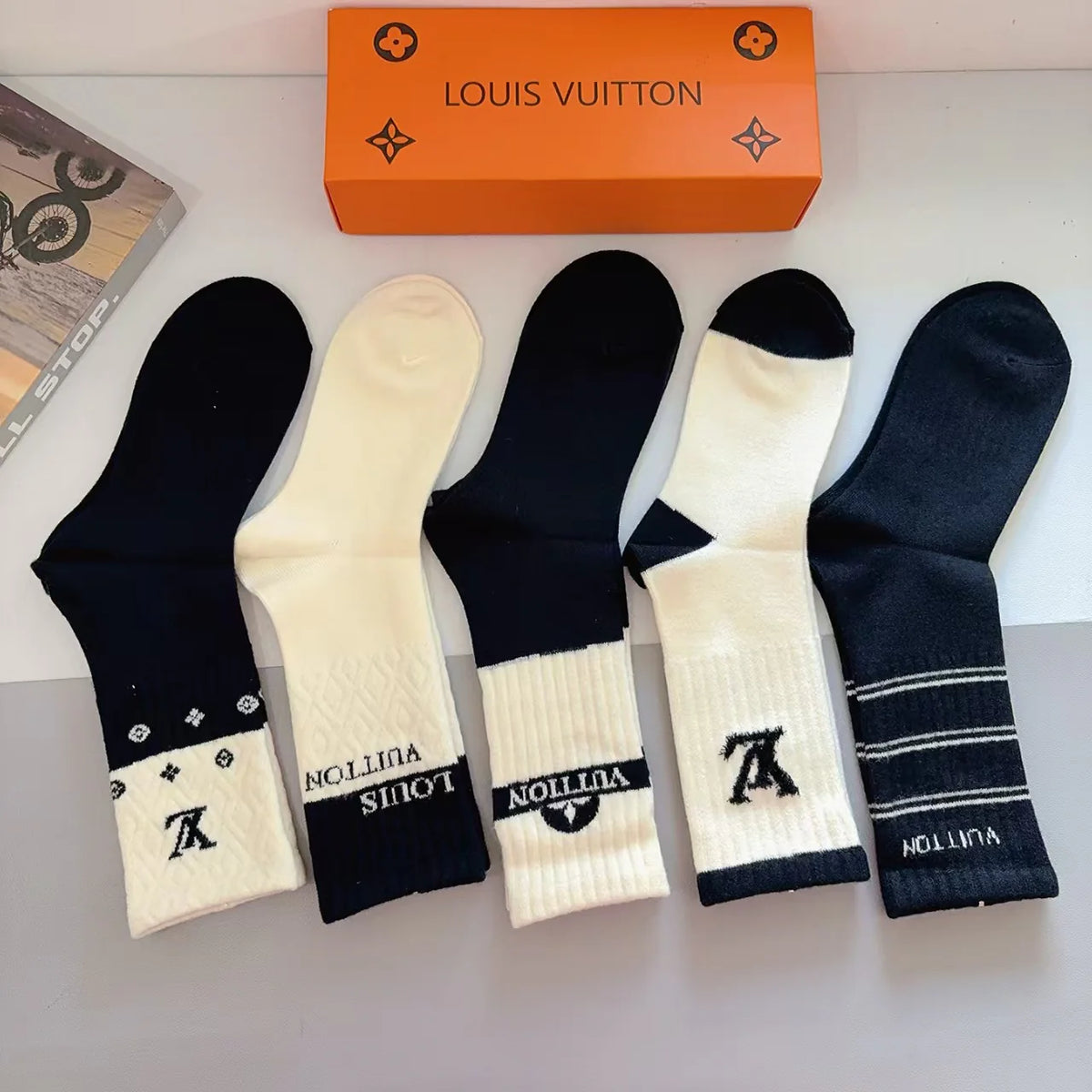 New letter rabbit velvet long tube socks