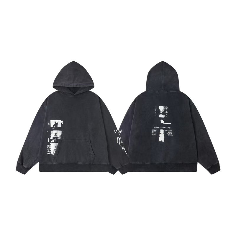 New illustration printed hooded sweatshirt