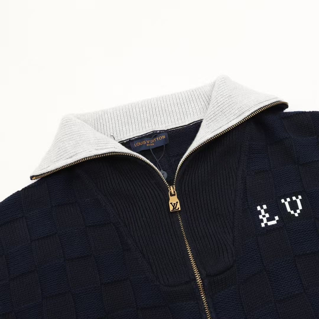 Small checkerboard sweater cardigan