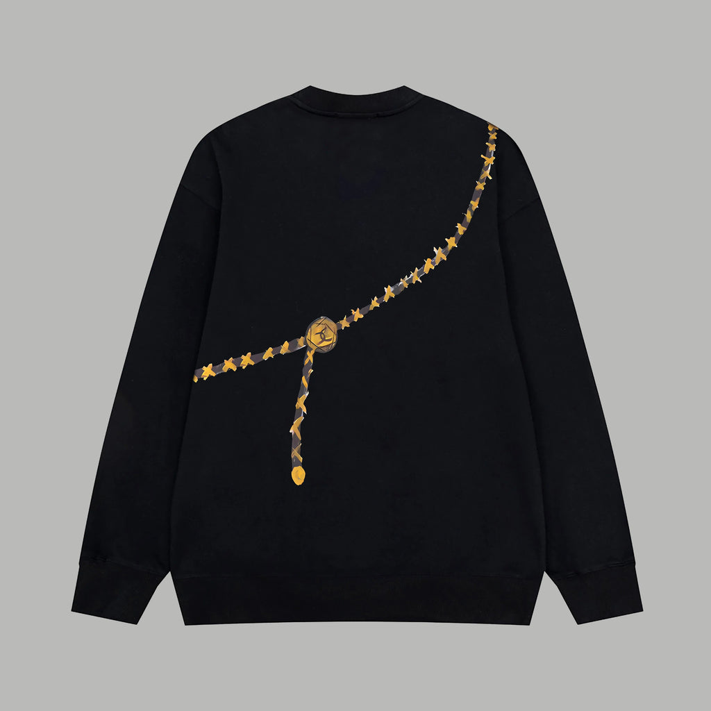 Printed looped long sleeved hoodie