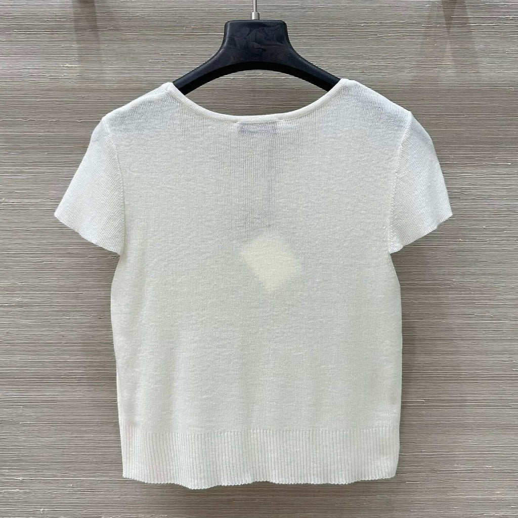 Embroidered-Logo Fitted Knit Tee