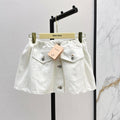 Preppy Vintage Denim Skirt with Elastic Waist